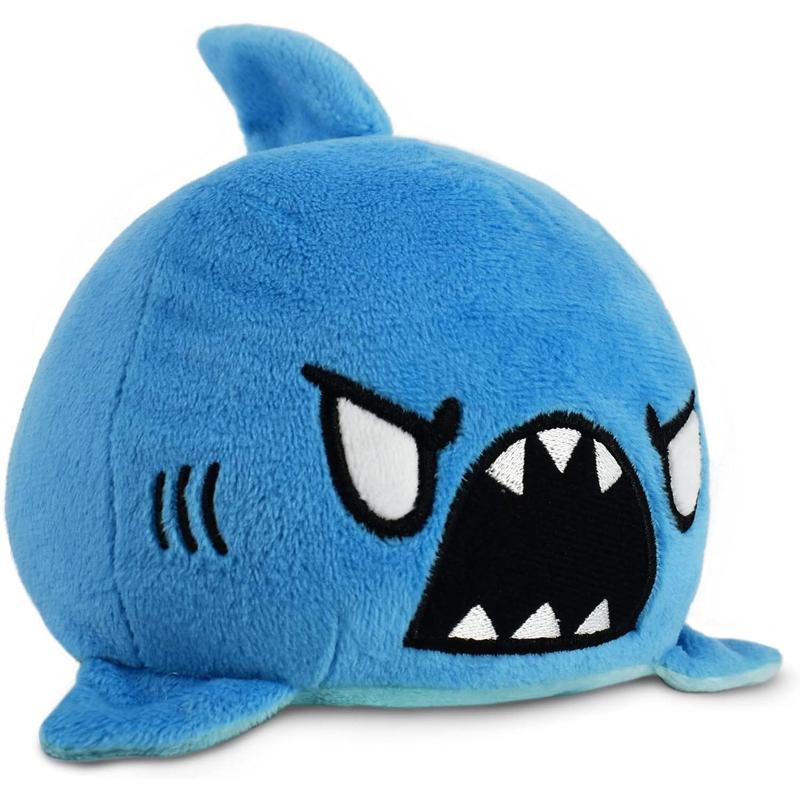 Original reversible shark plush - blue - cute sensory plush animal, showcasing your mood 3.5 inches