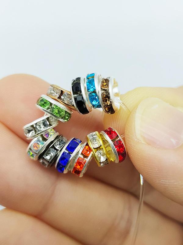 8mm Multi-color Rhinestone Spacer Beads, 720pcs Beads Kit, Perfect for Necklace Bracelet Jewelry DIY Making, Suitable for Pen Decor & Crafting Projects