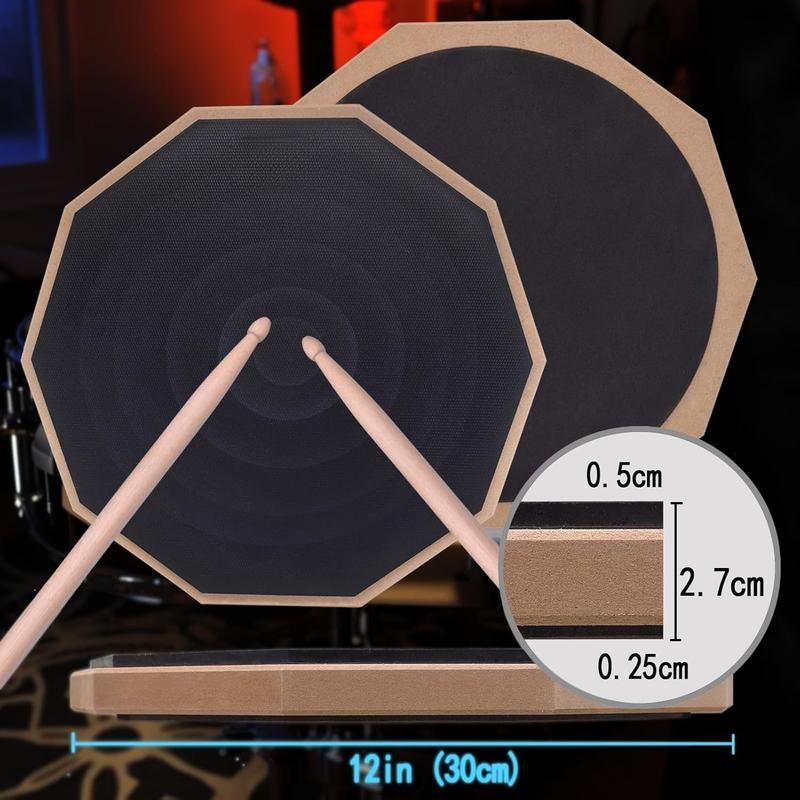 Snare Drum Practice Pad Kit with Stand,12-Inch Double-Sided Practice Drum Pad Set,Adjustable Height 14.5 to 23 Inches,Snare Drum Stand with Drum Pad and Sticks