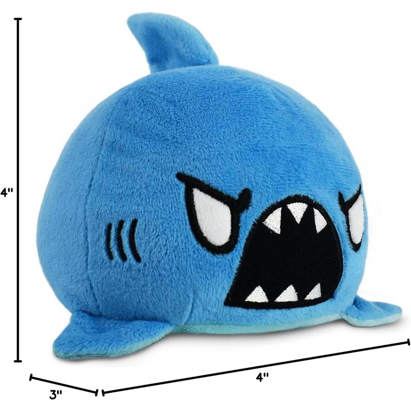 Original reversible shark plush - blue - cute sensory plush animal, showcasing your mood 3.5 inches