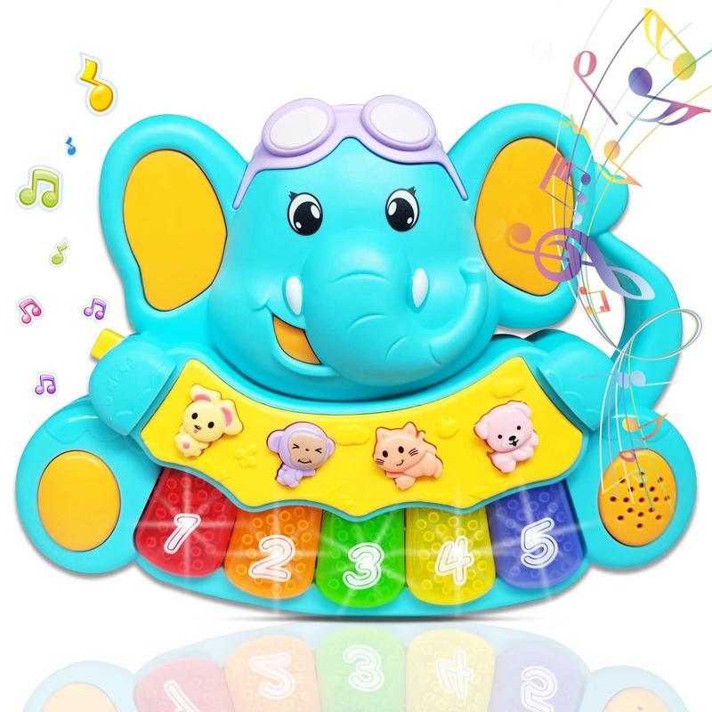 Random Color Elephant Design Musical Piano Toy, 1 Count Colorful Music Piano Toy with Sound and Light, Birthday Gift for Boys & Girls