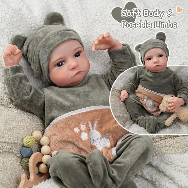 BABESIDE Lifelike Reborn Baby Doll Aiden - 20 Inch Handmade Real Life Realistic Newborn Soft Cloth Body Anatomically Correct Baby Boy with Toy Accessories Gift Set for Ages 3+