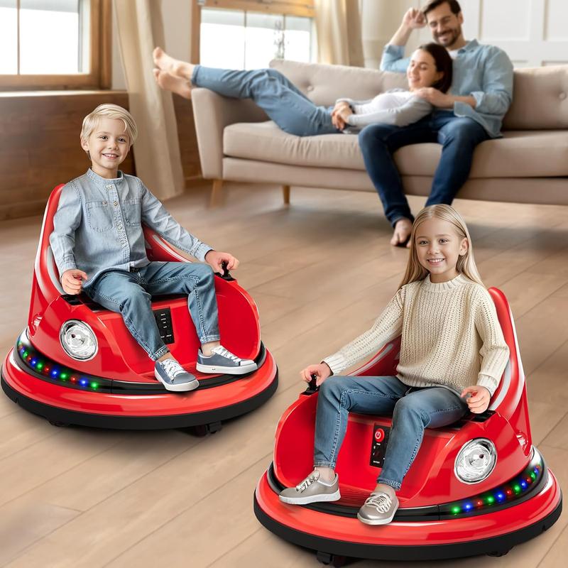 12V Ride-On Bumper Car for Kids (Ages 1.5-5) with Remote Control, LED Lights, Bluetooth, 360-Degree Spin, Anti-Collision Padding, Five-Point Safety Belt, 2WD outdoor toy