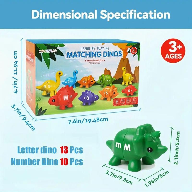 Dinosaur Matching Game Toy, 1 Set Numbers Alphabet Matching Game Toy, Educational Montessori Toy for Kids