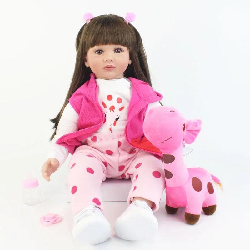 Life-like Soft Silicone Reborn Doll with Long Hair, Realistic Newborn Princess Doll & Random Accessories, Lovely Dress Up Toy, Birthday Gift for Girl