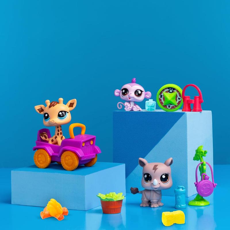 Littlest Pet Shop, Safari Play Pack - Gen 7, Pets #53,#54, #55, Authentic LPS Bobble Head Figure, Collectible Imagination Toy Animal, Kidults, Girls, Boys, Kids, Tweens Ages 4+