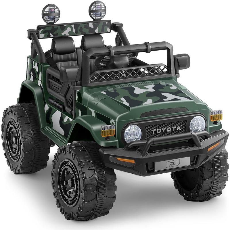 ELEMARA Toyota FJ40 Ride On Car-4.0mph Ride on Jeep,12V 7AH Battery Cars for Kids with Remote, Kid Driving Car Truck, Electric Car for Kids with DIY Stickers, 3 Speeds, 6 LED Lights, Bluetooth