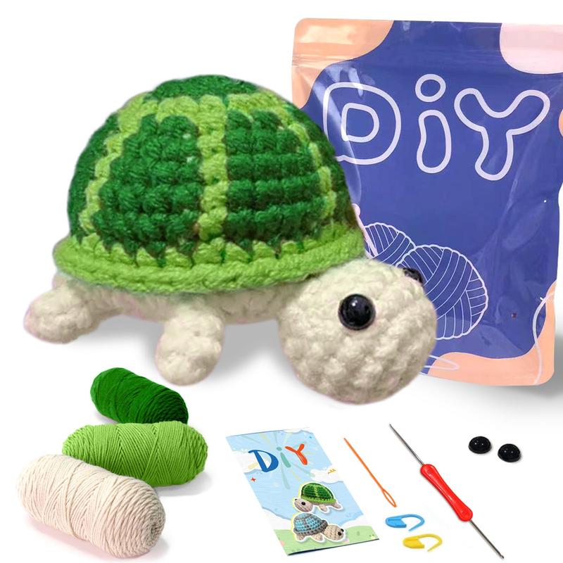 Turtle Crochet Kit For Beginners, Crochet Starter Kit, Crochet Animals Kits With Crochet Hooks, DIY Knitting Supplies For Home Decor, Christmas Gift