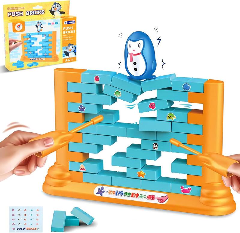 Penguin Board Games Toys, Push Brick Game, Puzzle Table Games, Fun Family Party Game, Two-Player Building Pushing Walls for Parent-Child Interaction Montessori Toy - Enhance Agility and Coordination, Flight Balance Board Games for Kids Ages 4-12