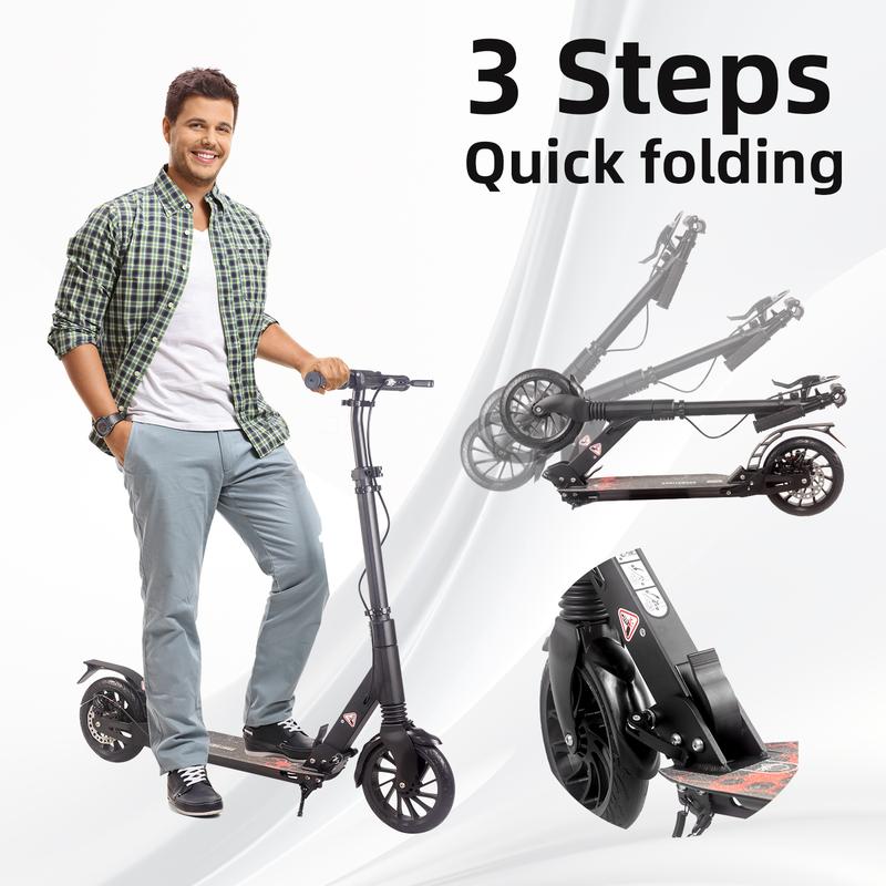 Aolorozo Scooter for kids, teens, and adults ages 6 and up. Maximum weight capacity 240 lbs. Foldable, lightweight, large 8-inch wheels for kids, teens, and adults, 4-level adjustable. abec-7 bearings, great for christmas gifts, new year's gifts!