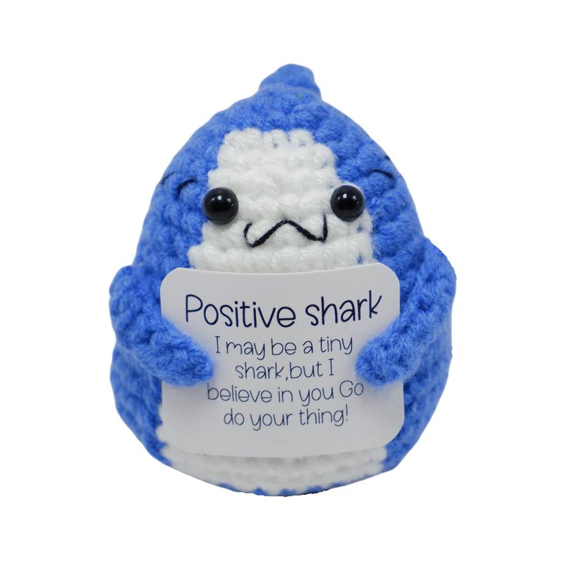 Cute Crochet Shark, 1 Count Handmade Crochet Shark with Emotional Support Card, Unique Gift for Shark Lovers, DIY Handmade Crochet Supplies for Beginners Adults, Fidget Toys, Toys for Kids, Christmas Gift