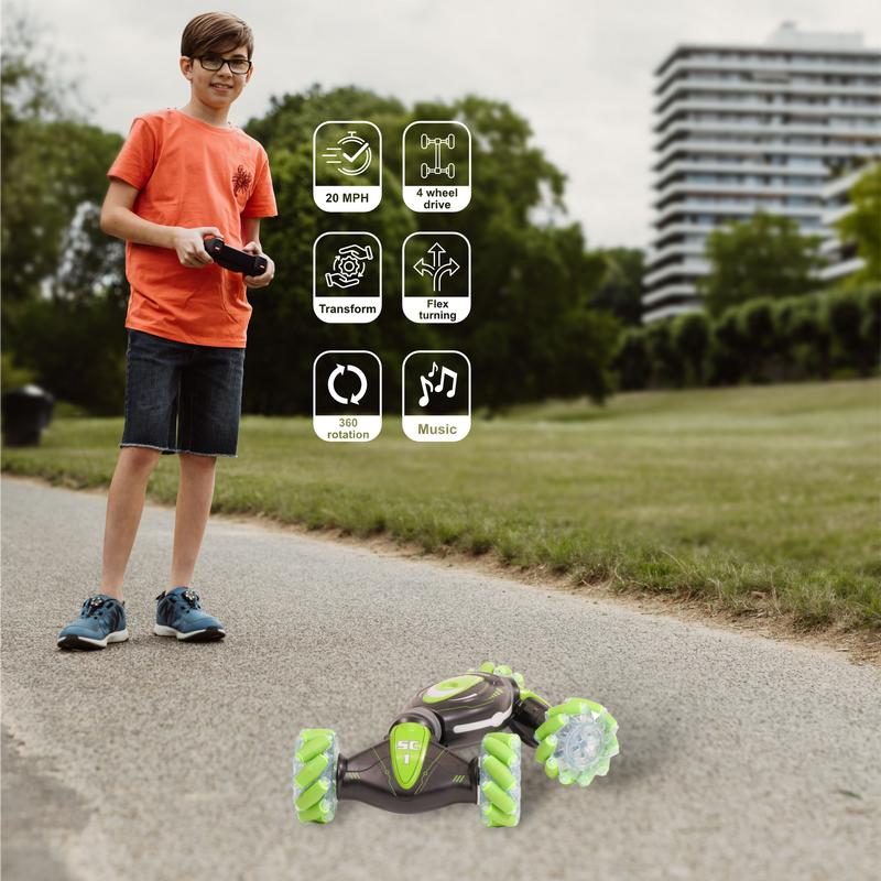 Contixo SC1 All Terrain RC Stunt Car with Gesture Control, 360° Flip, LED Lights and Offroad Toy Car for Thrilling Playtime remote control Gesture Sensing