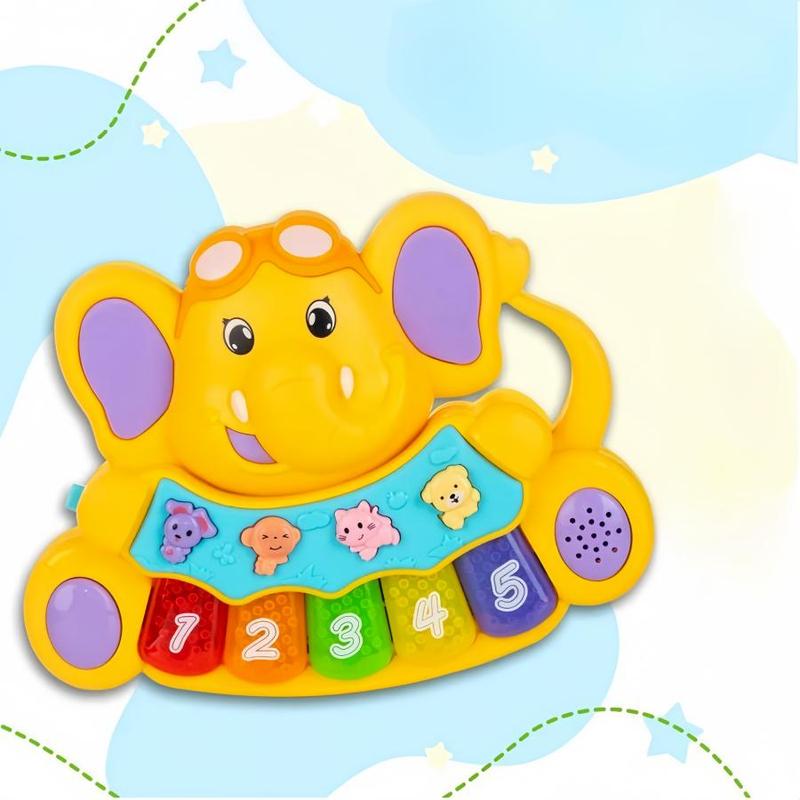 Random Color Elephant Design Musical Piano Toy, 1 Count Colorful Music Piano Toy with Sound and Light, Birthday Gift for Boys & Girls