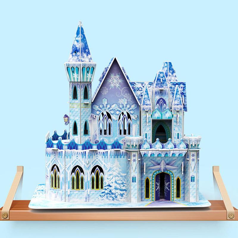 Princess Ice Elas Castle 3D Jigsaw Puzzle Building Girls Toys (62 Pieces),Frozen Small Doll House,Birthday Gift Idea with Girls,is A Great Gift for Girls 4-11 Years Old or for Kids