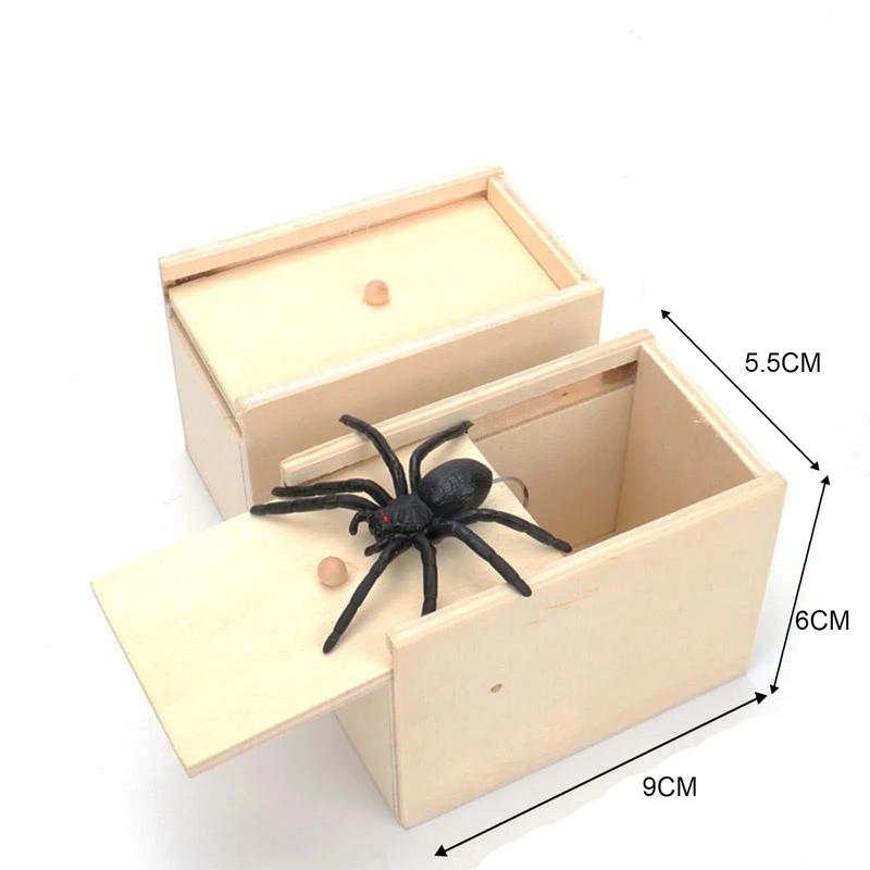 1pcs prank spider funny scary box wooden fun game