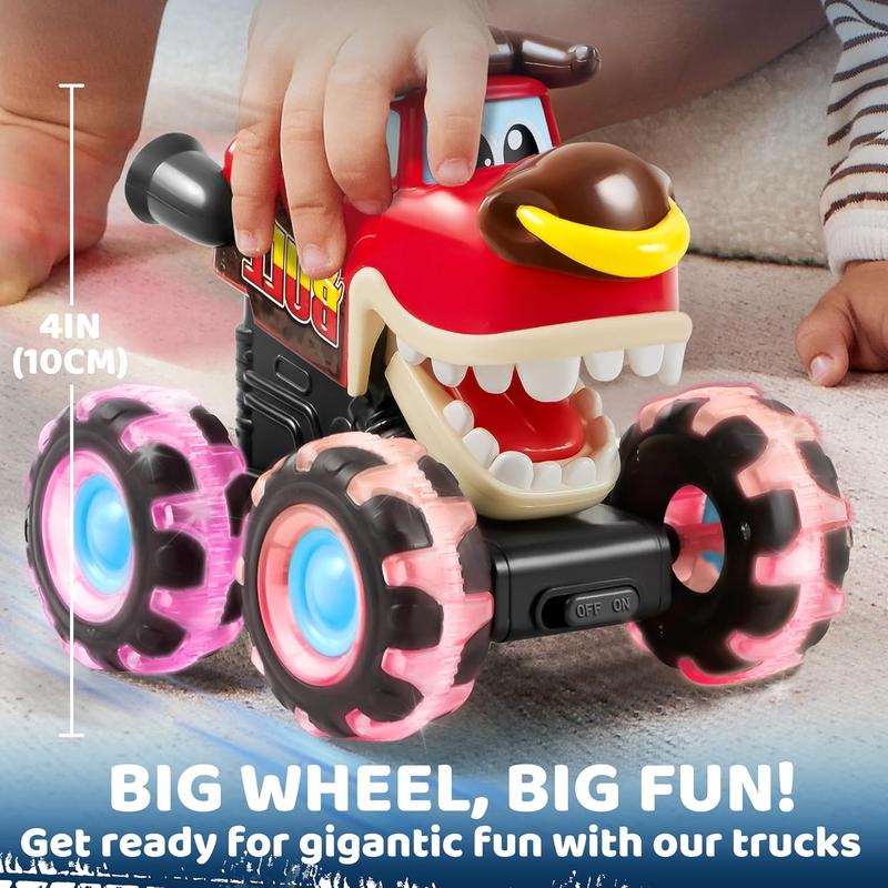 3 Pack Monster Truck Toy - Motion Activated Light-Up Cars for Toddlers - Monster Treads Lightning Wheels - Press & Go Cars for Boys Girls