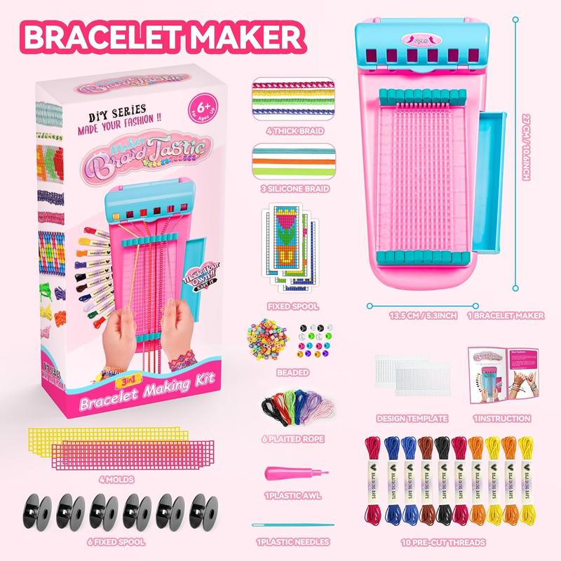 Flooyes Friendship Bracelet Making Kit for Girls, 7 8 9 10 11 12 Years Old Girl Birthday Gifts, Jewelry DIY Crafts for Girls 8-12, Popular Style Crafts String Maker Tool Handmade Kids Toys