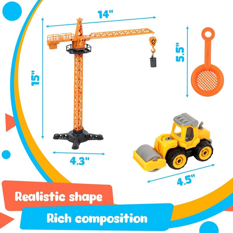 3 otters 32PCS Play Sand Construction Set, 2.2lbs Magnetic Sand, 4 Alloy Construction Vehicle Toys, 12 Sand Molds, 11 Construction Worker Models and Road Signs, 1 Storage Box, Toys for Kids Age 3-8