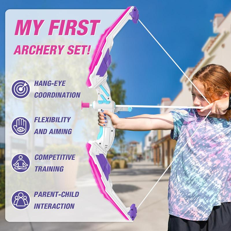 LED Lighting Shooting Toy, 1 Set Indoor Outdoor Hunting Toy, Bow and Arrow Toy for Boys & Girls, Birthday Gift for Kids