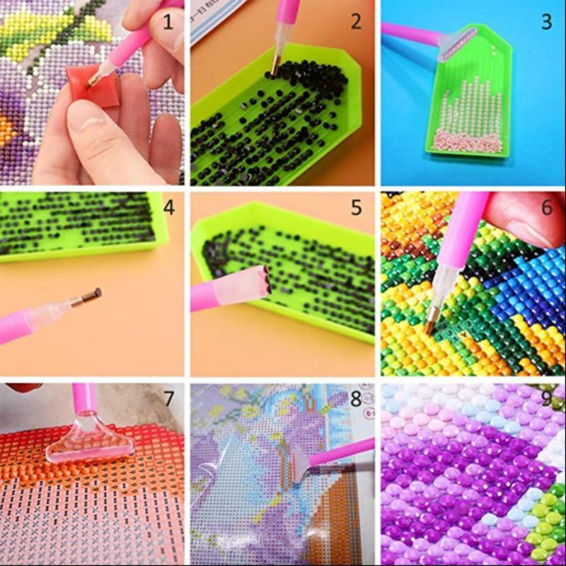 DIY Art Crafts, 29pcs DIY Paint In Diamond Tool Kit, Including Diamond Stitch Pen, Tweezer, Glue, Tray