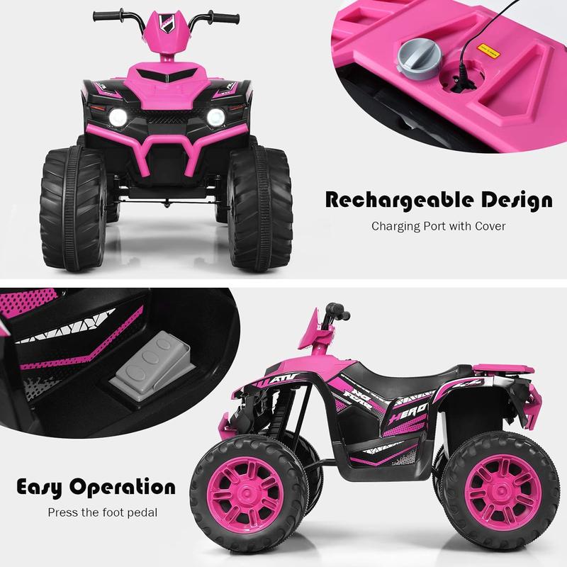 [AffiliateLive] COSTZON 6V Ride-On ATV, Battery Powered Electric ATV Car w  Wide Seat, Lights, 4 Wheels Quad Car