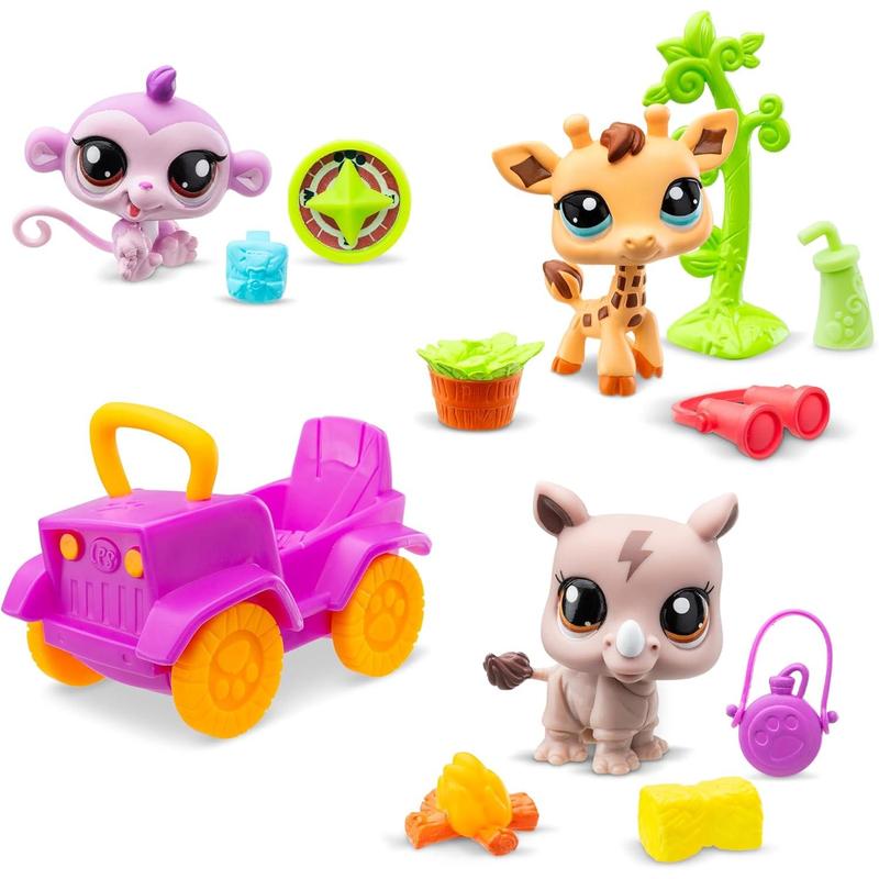 Littlest Pet Shop, Safari Play Pack - Gen 7, Pets #53,#54, #55, Authentic LPS Bobble Head Figure, Collectible Imagination Toy Animal, Kidults, Girls, Boys, Kids, Tweens Ages 4+