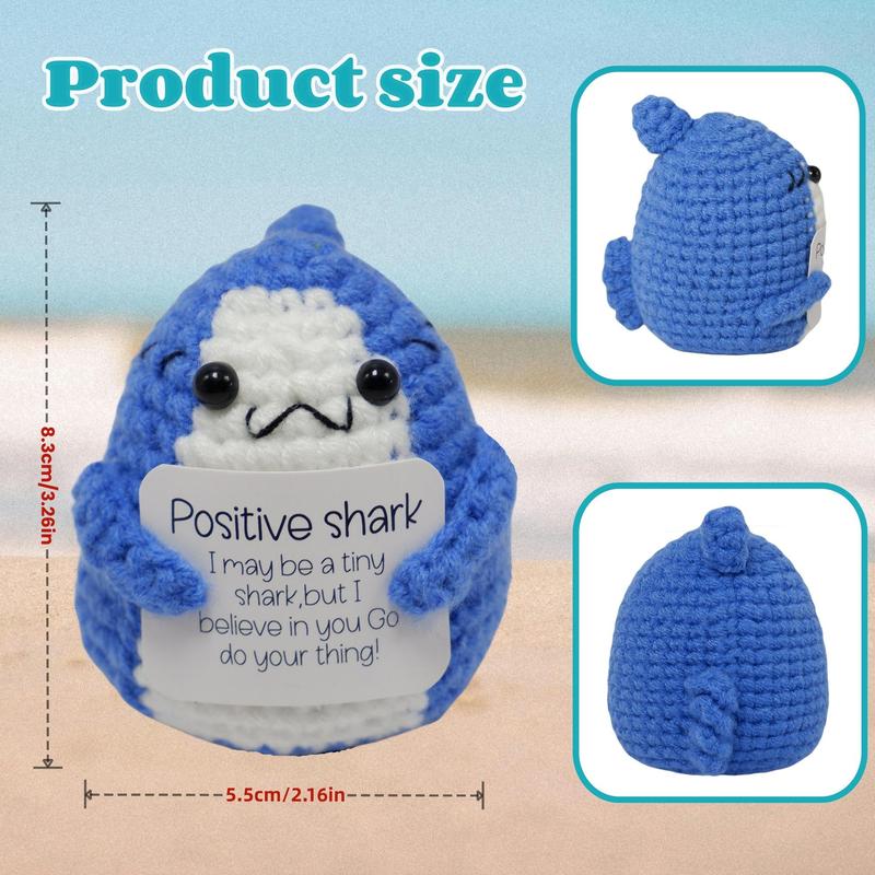 Cute Crochet Shark, 1 Count Handmade Crochet Shark with Emotional Support Card, Unique Gift for Shark Lovers, DIY Handmade Crochet Supplies for Beginners Adults, Fidget Toys, Toys for Kids, Christmas Gift