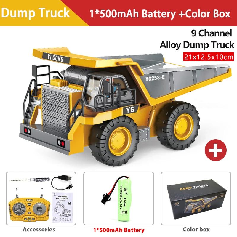 11-CH Alloy 2.4G Electric Remote Control Toys Cars, Lorries,RC Excavator RC Model Car Toys Dump Truck Bulldozer Engineering Vehicle With Led Lights Music,Christmas Birthday Gifts