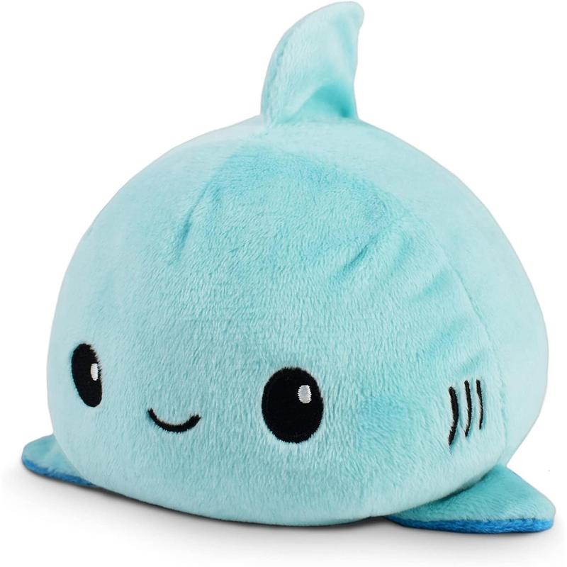 Original reversible shark plush - blue - cute sensory plush animal, showcasing your mood 3.5 inches