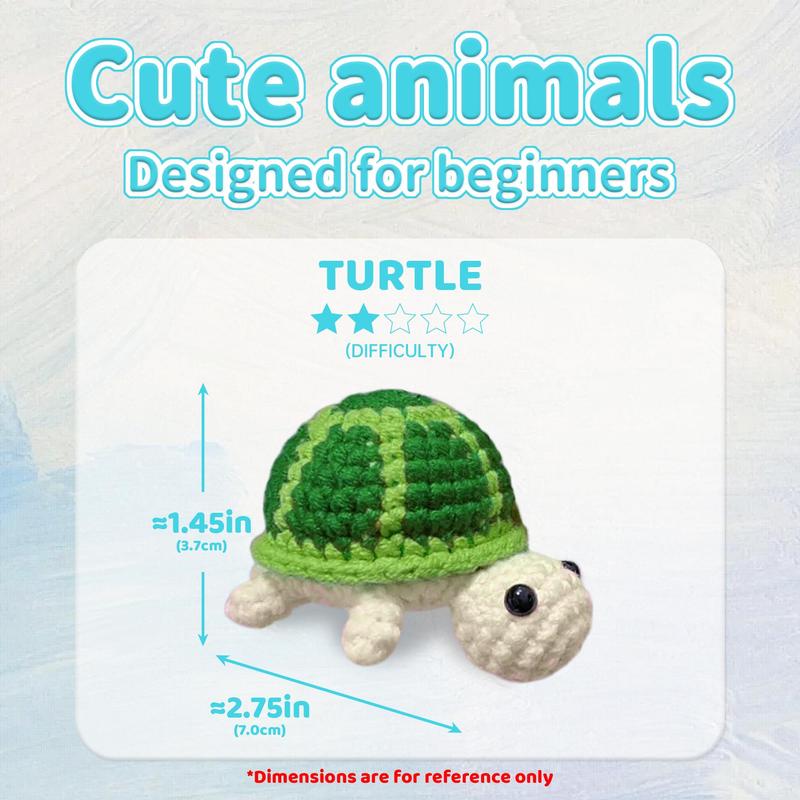 Turtle Crochet Kit For Beginners, Crochet Starter Kit, Crochet Animals Kits With Crochet Hooks, DIY Knitting Supplies For Home Decor, Christmas Gift