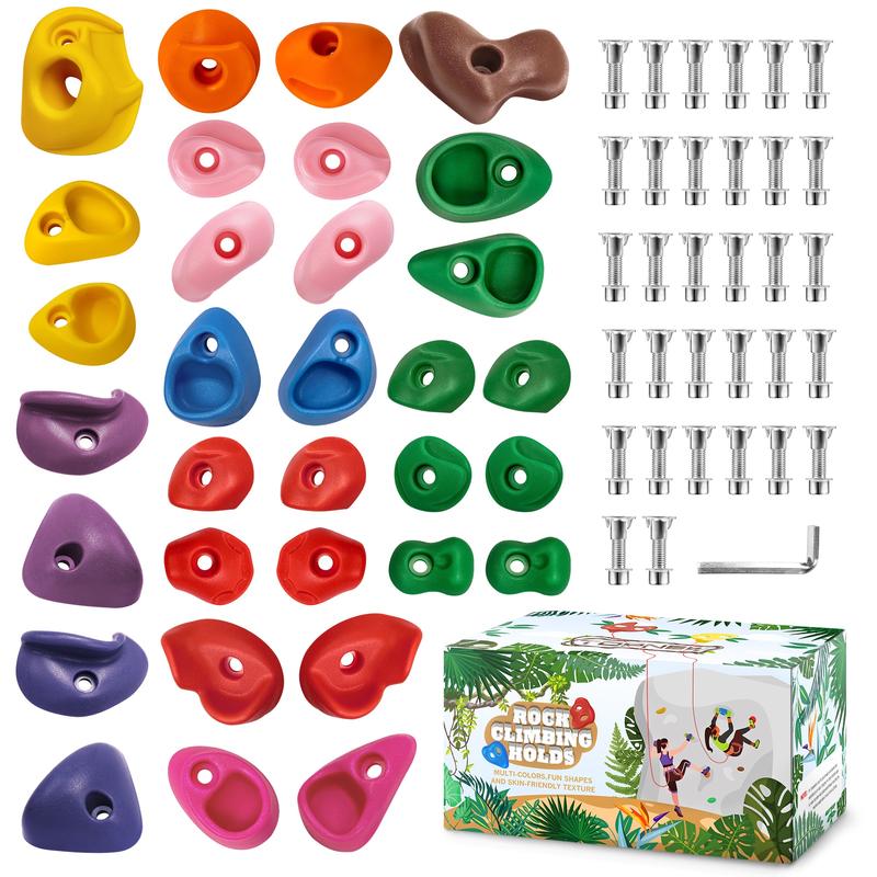 32 Pcs Climbing Holds Multi Size Kids Adult Rock Wall Holds Climbing Rock Toys