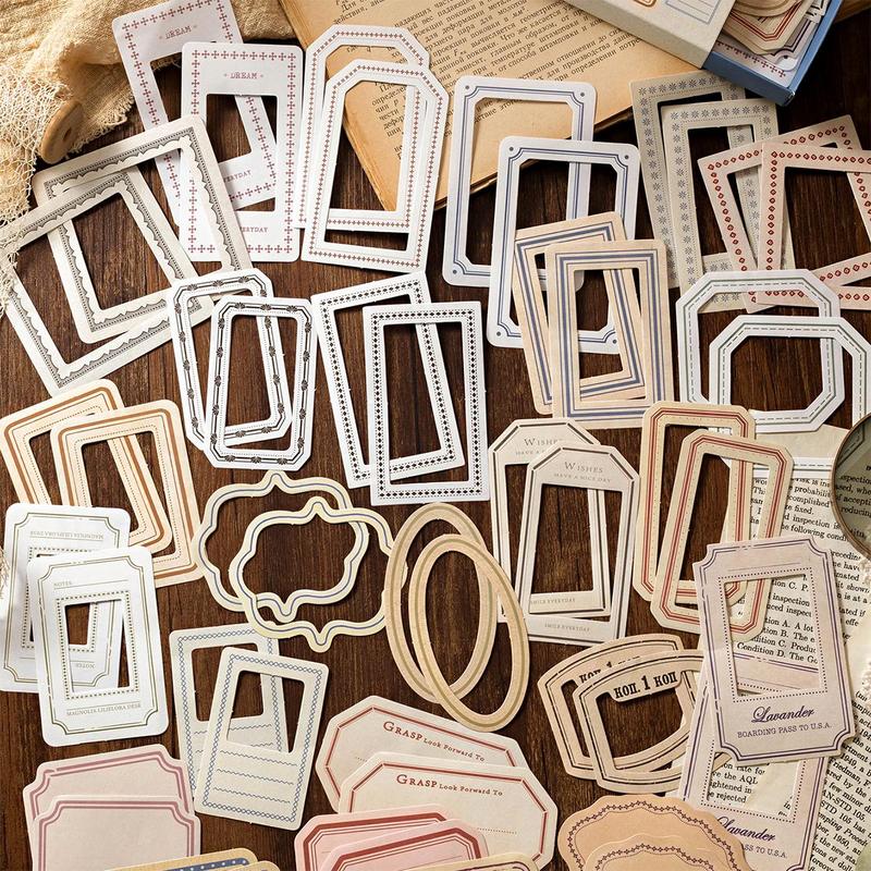 Vintage Hollow Out Sticker, 50pcs box Scrapbooking & Stamping Material Paper, DIY Decorative Sticker for Stationery Computer Water Bottle