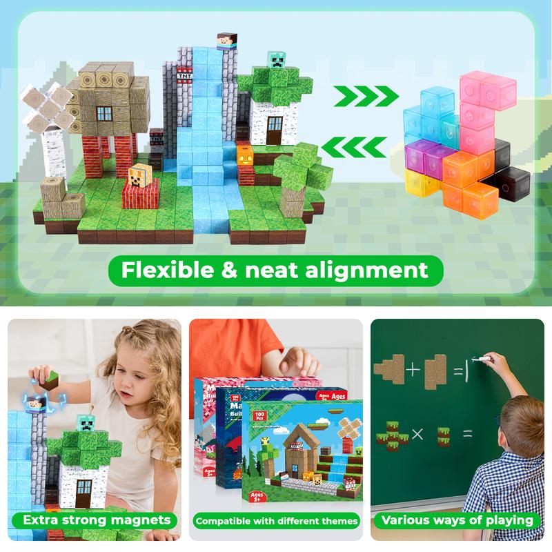 Magnetic Blocks-100PCS Create My Own Crafts ，Magnetic Building Blocks Magnetic Tiles Stacking, Build -Magnet World Set, STEM Montessori Sensory Toys magnet blocks