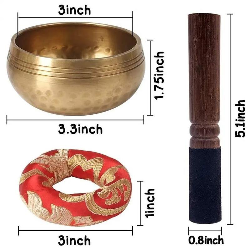 Tibetan Singing Bowl Set - Holistic Healing, Spiritual Meditation, Stress Relief & Relaxation