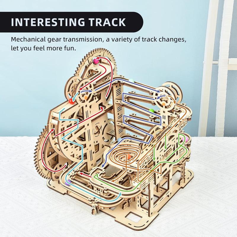 3D Wooden Puzzle Marble Maze Puzzle Craft Toy - Wooden Mechanical Puzzle Assembly Model Building Kit, Gift for Adults and Teens Boys and Girls, DIY Wooden Puzzle Hobby Toys