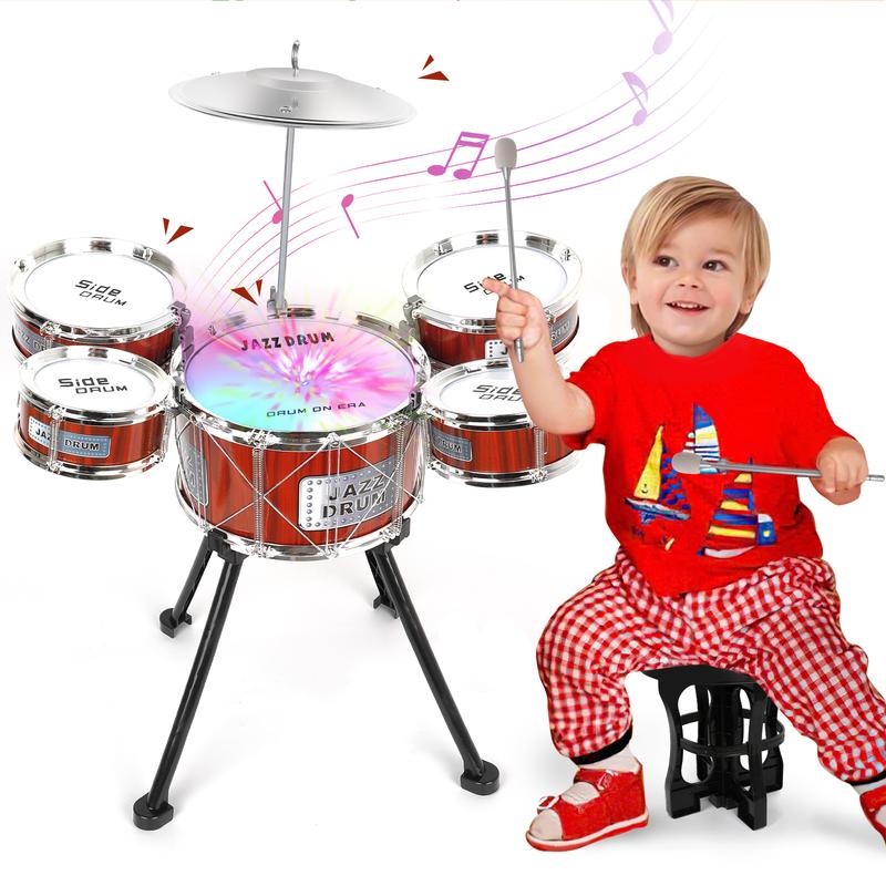 M SANMERSEN  Drum Set Jazz Drum Kit 8 Piece for Toddler Educational Percussion Musical Instruments Drum Toy Playset Xmas Gift for Boys Girls