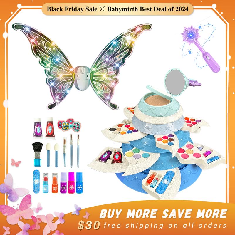 Christmas Fancy Butterfly Wings with Christmas Tree-shaped Makeup Toy Set