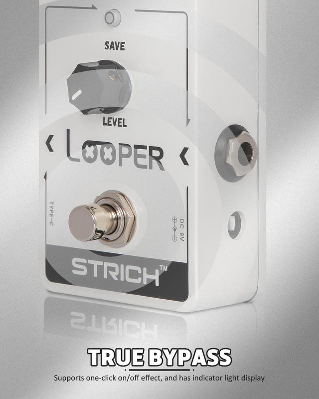 STRICH Looper Guitar Effect Pedal with 3 Slots For Saving Loop Tracks, USB for Audio Import Export, 90mins