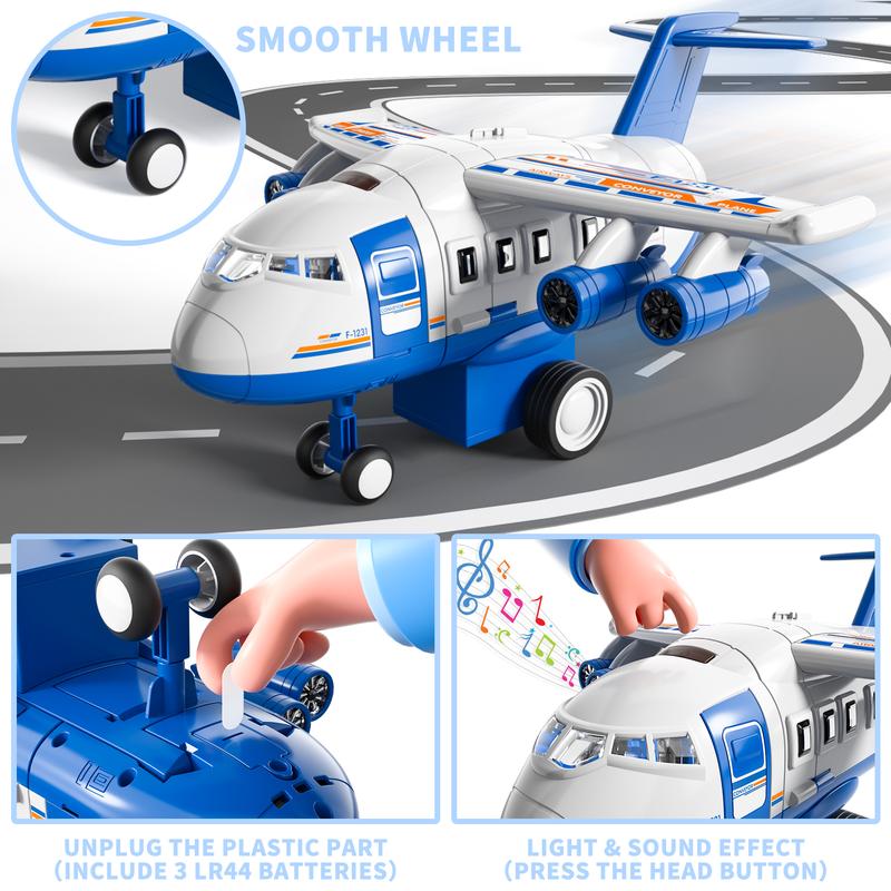 Flying Toys Multifuntional Airplane Toyset with Road Signs, Inertial Cars & Map