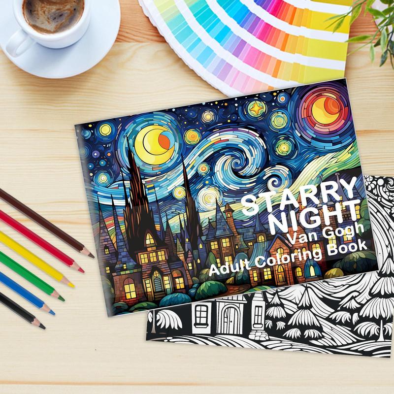 Van Gogh's Romantic Starry Sky Art Theme Coloring Painting, Helps Reduce Stress, Party Gift for Christmas and Other Festivals