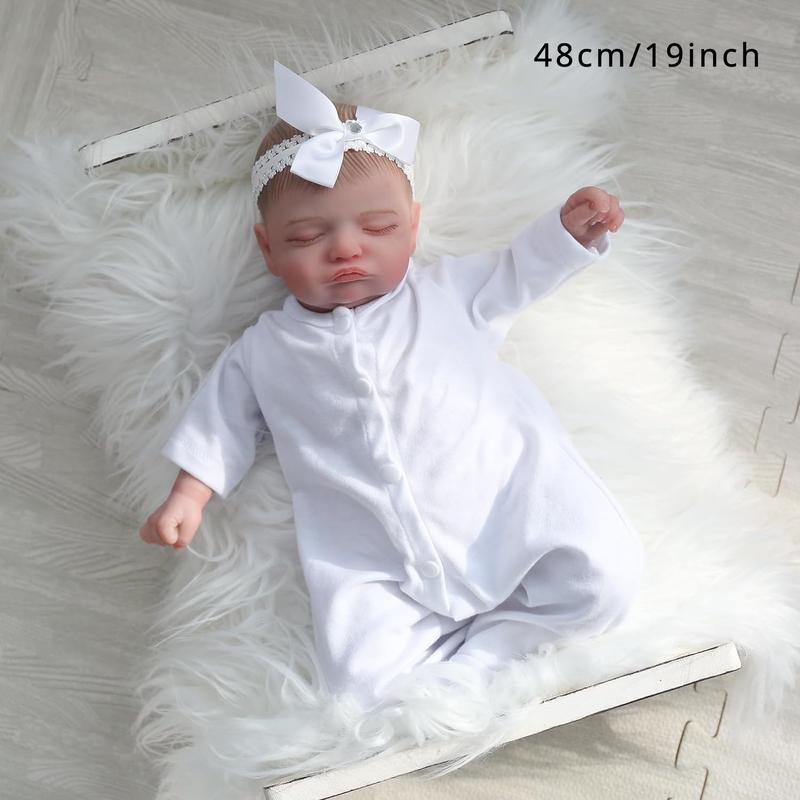 reborn babydoll,19inch 48cm Reborn Baby Doll - Soft Silicone Body, Realistic Blood Vessels, Cloth Body, 3D-Paint Skin Art, Lifelike Handmade Newborn Bebe, Ideal Birthday Toy, Halloween, and Christmas Gift