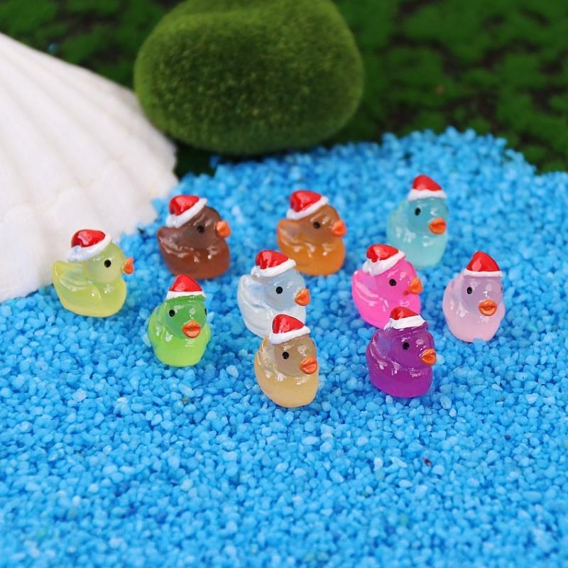 Mini Cartoon Duck Decorative Ornament, 20pcs 50pcs Luminous Duck Decoration, DIY Handmade Resin Accessories, Micro Landscape Decoration, Fish & Aquatic Supplies, Christmas Gift