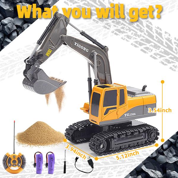 RC Excavator Remote Control Excavator Toy for Boys Full Function Construction Vehicles Toys with Shovel for Outdoor Play Sandbox Digger Toys Gifts for you white city simulation rc power