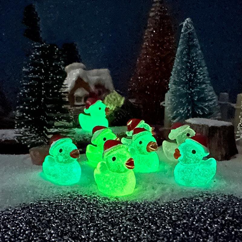 Mini Cartoon Duck Decorative Ornament, 20pcs 50pcs Luminous Duck Decoration, DIY Handmade Resin Accessories, Micro Landscape Decoration, Fish & Aquatic Supplies, Christmas Gift