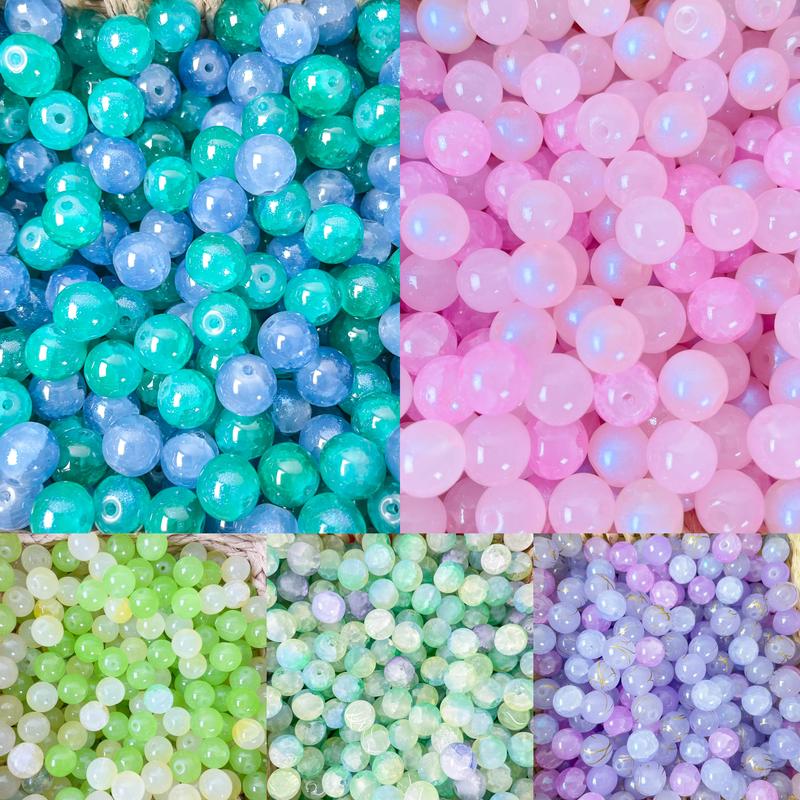 [BL-1 series]Glass Beads, Round Smooth Loose Beads for Jewelry Making Craft DIY