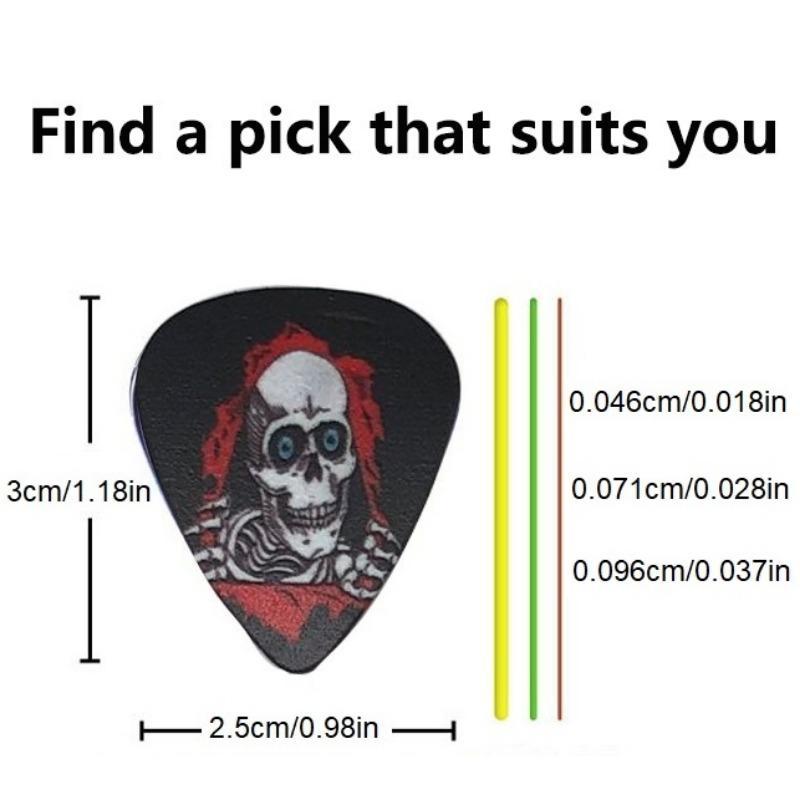 Guitar Pick Set with Storage Box, 30pcs Halloween Guitar Accessories for Beginner, Punk Skull Pattern Guitar Pick for Bass Guitar, Electric Guitar