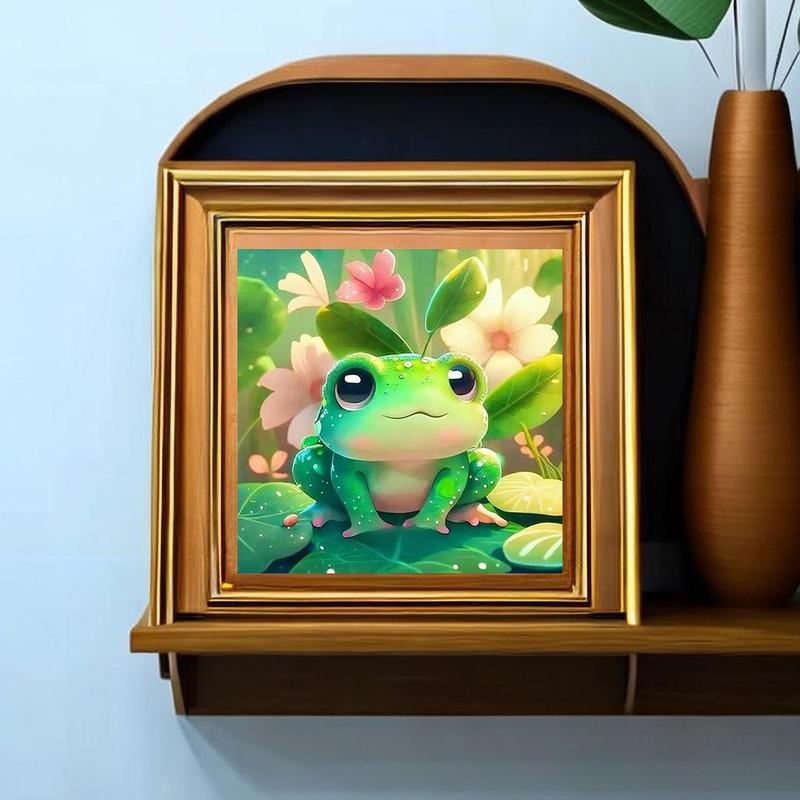 Frog Pattern DIY Diamond Arts Colorful Painting Without Frame, DIY 5D Diamonds Decorative Art Painting Kit, Wall Art Decor