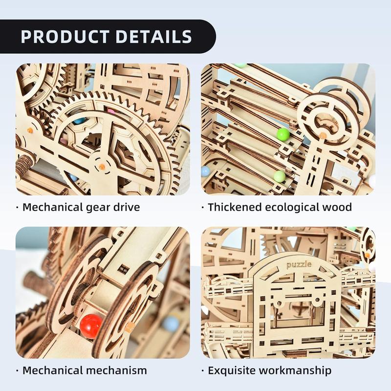 3D Wooden Puzzle Marble Maze Puzzle Craft Toy - Wooden Mechanical Puzzle Assembly Model Building Kit, Gift for Adults and Teens Boys and Girls, DIY Wooden Puzzle Hobby Toys