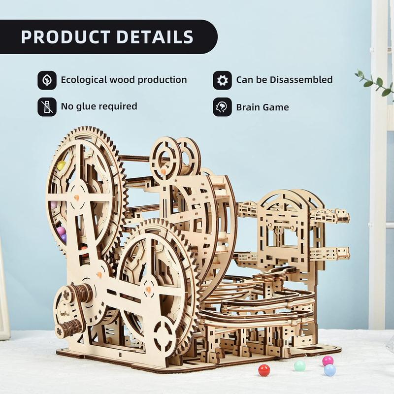 3D Wooden Puzzle Marble Maze Puzzle Craft Toy - Wooden Mechanical Puzzle Assembly Model Building Kit, Gift for Adults and Teens Boys and Girls, DIY Wooden Puzzle Hobby Toys