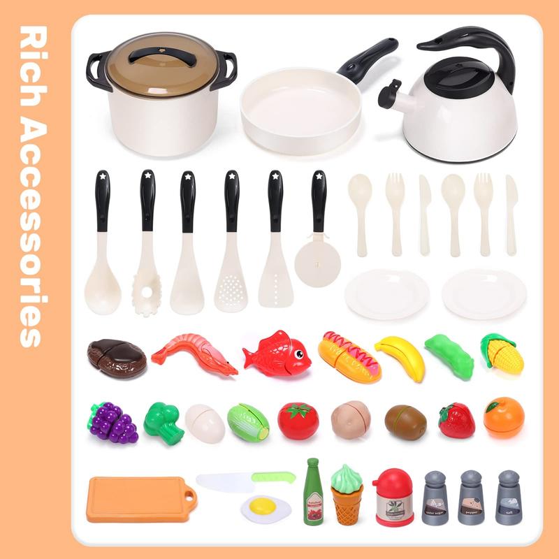 Play Kitchen Accessories Toy, Play Food Sets for Kids Kitchen, Kids Kitchen Set for Kids with Play Pots, Pans, Kids Kitchen Playset, Play Kitchen Toys for Girls Boys